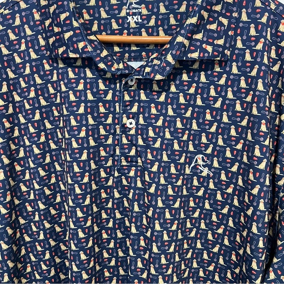 Rhoback Performance Polo Men's XXL The Golden Retriever Dog Print Admiral Navy - Picture 5 of 10